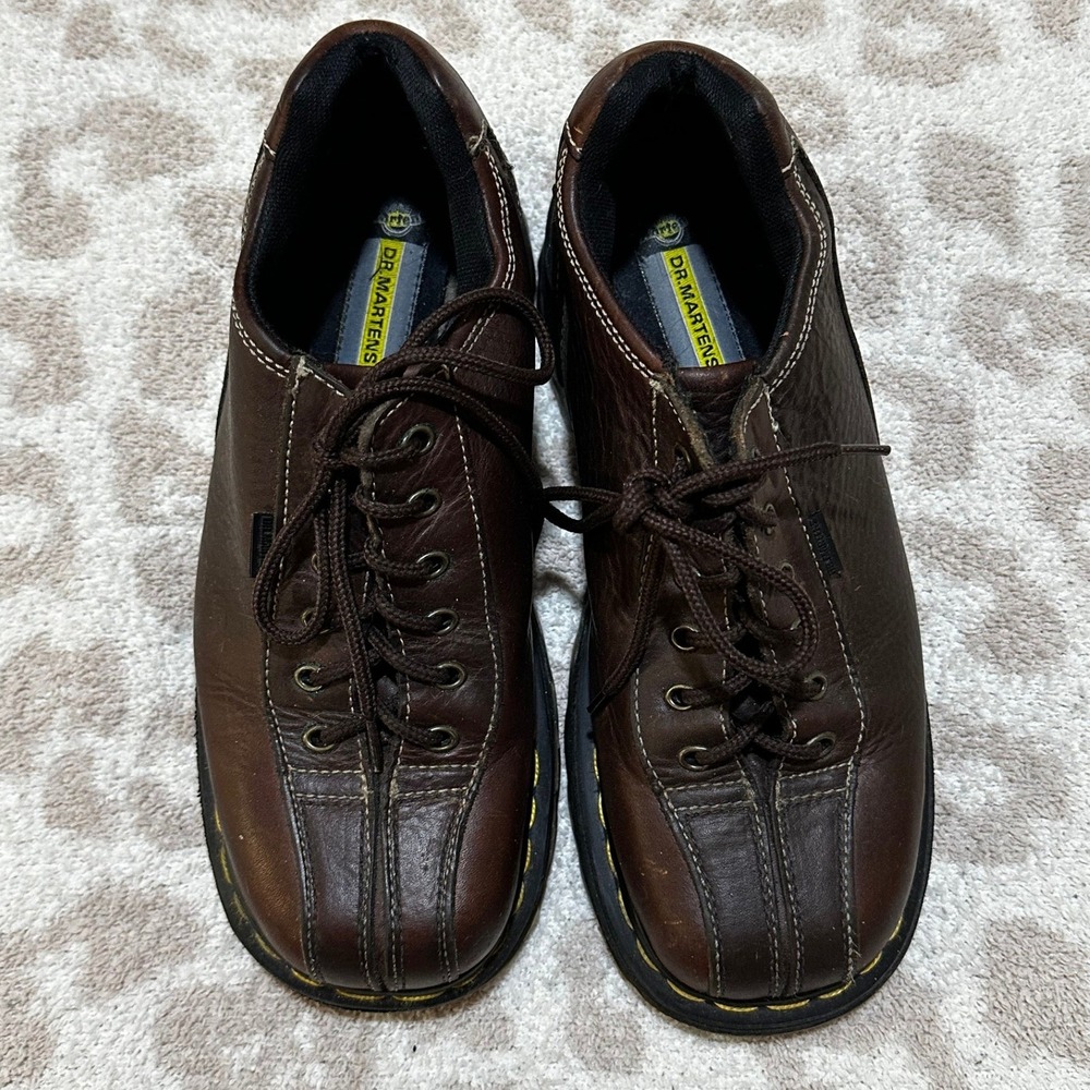 Dr. Martens Low Top Oxford Shoes Mens Brown Leather Platform - Picture 2 of 7